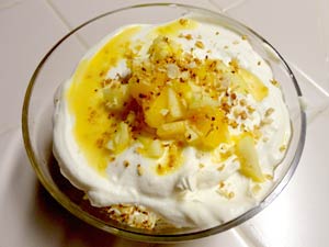 Apple mango trifle dessert recipe image by Maui Chef Christian Jorgensen