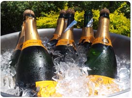 Champagne chilling for executive catering event on Maui at the Olowalu plantation house private estate.