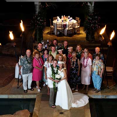 Getting married in Hawaii on Maui with wedding reception at private Maui estate wedding rental.