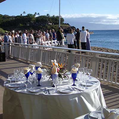 Maui beach wedding location at the Kaanapali Cabana Club on North Beach.