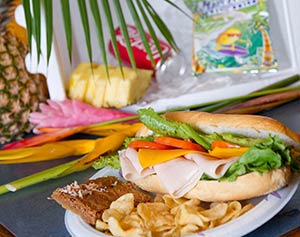 An image of the Hana Box Picnic from CJs Kaanapali restaurant on Maui.