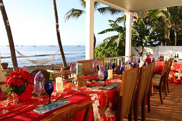 Oceanfront catering location in Lahaina for a family reunion with private chef prepared dinners.