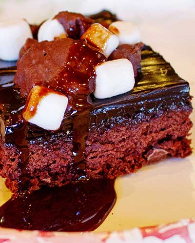 Decadant desserts like this Chocolate Brownie with marshmellows and chocolate sauce are favorites at CJs Kaanapali restaurant on Maui.