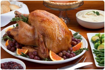 A complete Maui Christmas Dinner for the holidays with herb roasted turkey, prime rib, duck, or lamb.