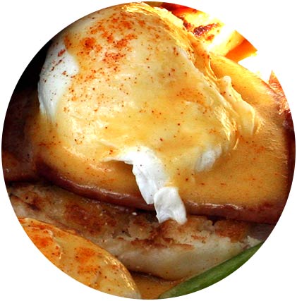 Hollandaise Sauce on Eggs Benedict by Maui Chef Christian Jorgensen