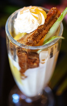 An ice cream sundae dessert bar for one of the Maui wedding food stations.
