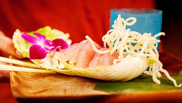 Fresh Sushi on Maui featuring Himachi.