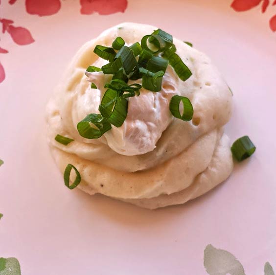 A serving of home made mashed potatoes plated at CJs Deli Diner in the Kaanapali Fairway Shops.