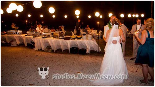 A catered buffet at a Maui wedding reception at the Olowalu Plantation House.