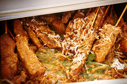 Maui catering service included this Chicken Satay with Thai Curry Sauce for a wedding reception dinner in Lahaina.