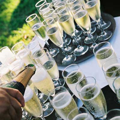 Maui weddings with champagne service for the catered wedding reception.