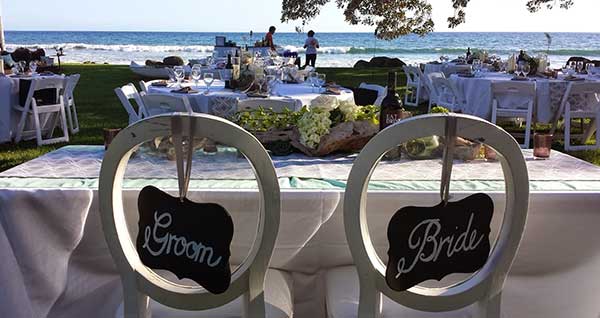 Maui chair rentals for an ocean front wedding in Maui.