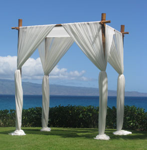 Wedding Chuppahs make beautiful weddings on Maui even more elegant! Rent a bamboo wedding chuppah on Maui. 