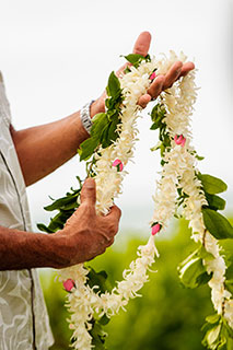 Fresh flower lei for a Maui weddings lei exchange.